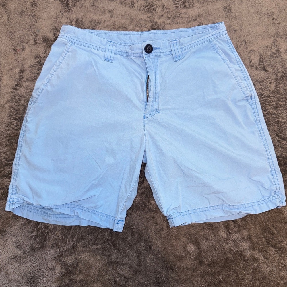 Columbia Mens Chino Shorts Light Blue Size 30 Casual Flat Front 8 In Inseam
